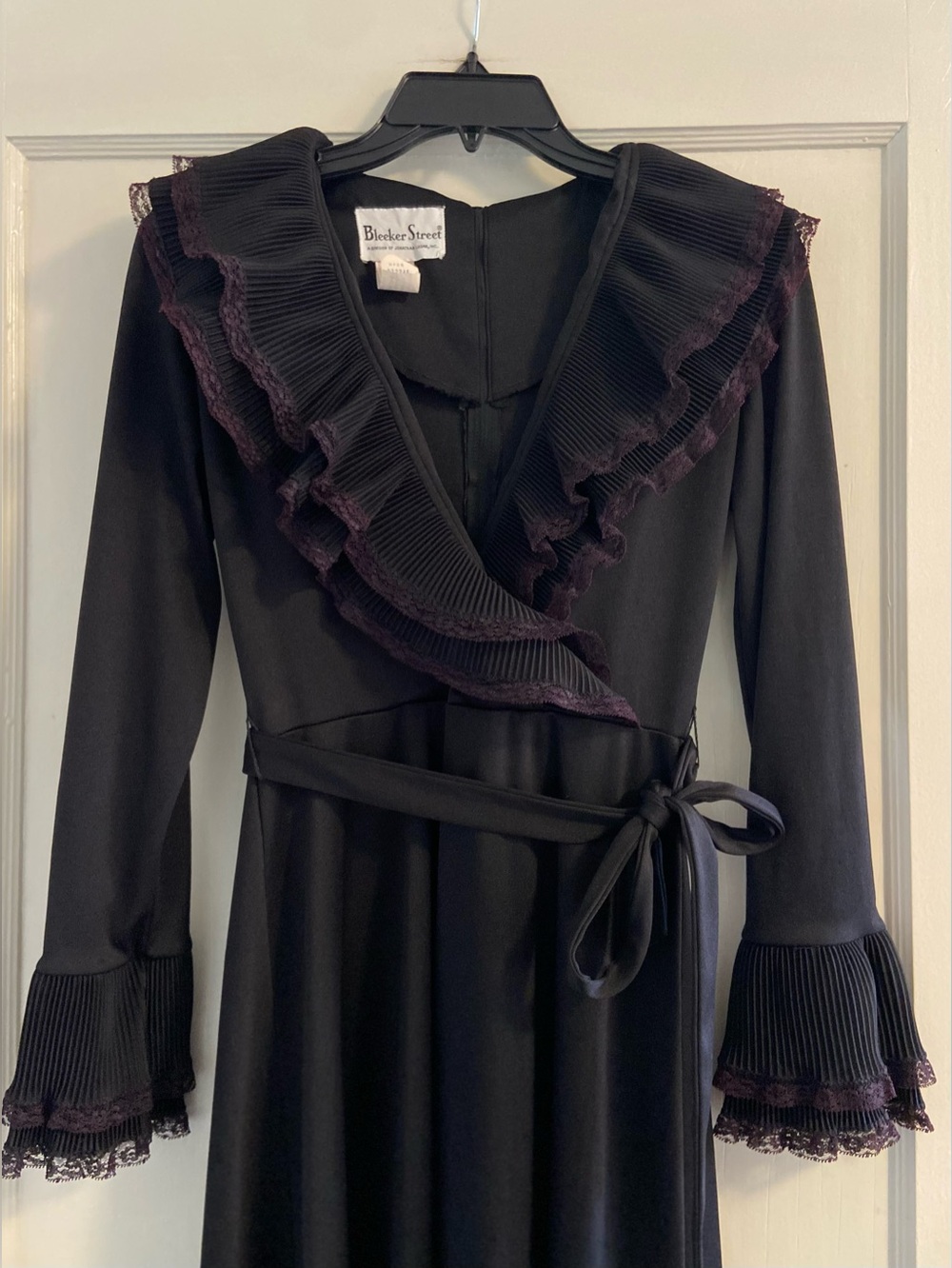 Vintage 70s Bleeker Street Whimsigoth Maxi Dress - Morticia Addams Ruffle Gothic